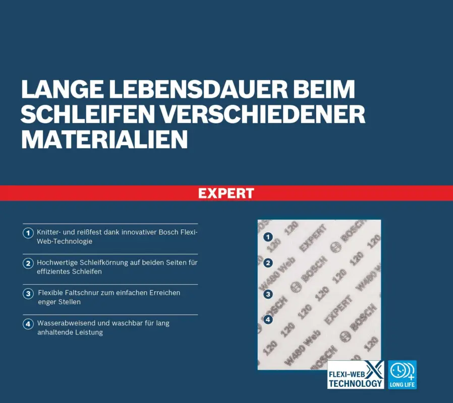 Bosch Expert W480 Web Handschleifblatt, K180 - 10er Pack (Verpackungseinheit 5 Stück) Saisonangebot