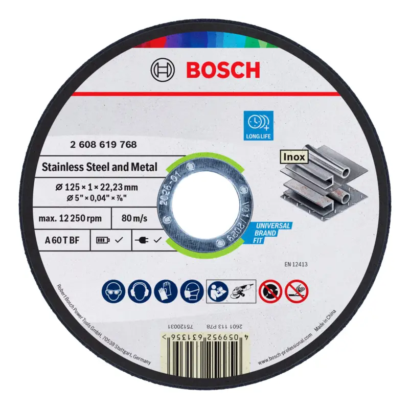 Knallerangebot Bosch Line Stainless Steel and Metal Trennscheibe, 125 x 1 x 22,23 mm - 100er Pack (Verpackungseinheit 4 Stück)