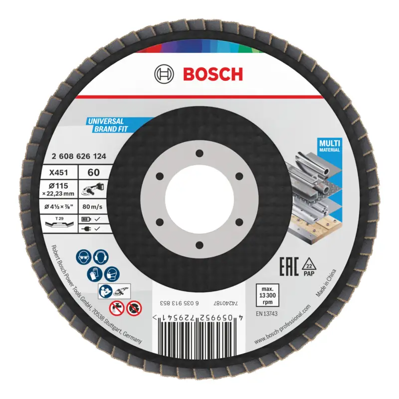 Preis Gesenkt Bosch Line X451 Fächerschleifscheibe, 115 x 22,23 mm, K60, Z29 - 15er Pack