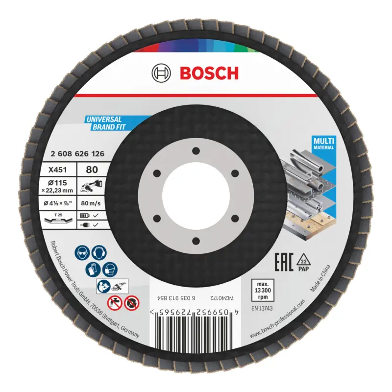 Knallerangebot Bosch Line X451 Fächerschleifscheibe, 115 x 22,23 mm, K80, Z29 - 15er Pack