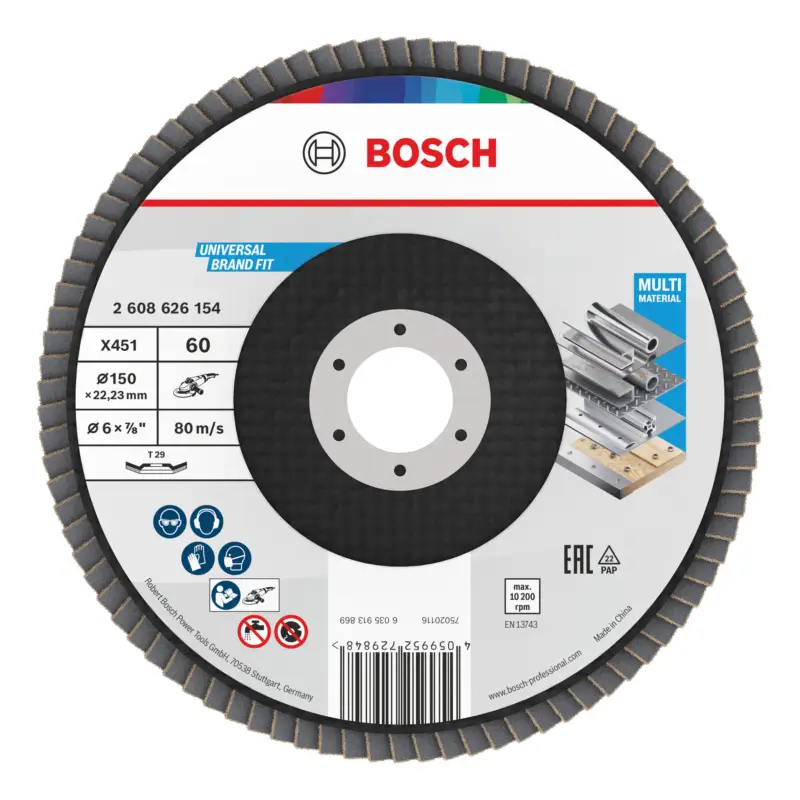 Sale Bosch Line X451 Fächerschleifscheibe, 150 x 22,23 mm, K60, Z29 - 15er Pack (Verpackungseinheit 15 Stück)