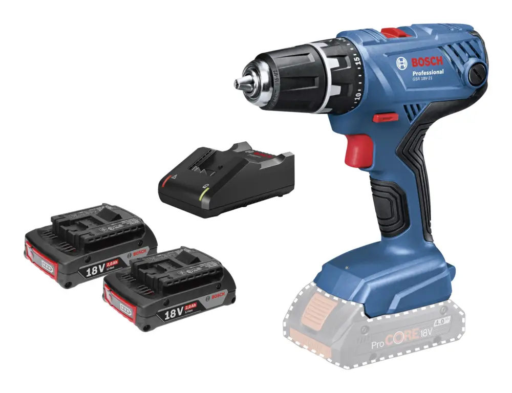 Bosch Professional Akku-Bohrschrauber GSR 18V-21 mit 2x Akku 2 Ah - in L-BOXX 136 Neuheit