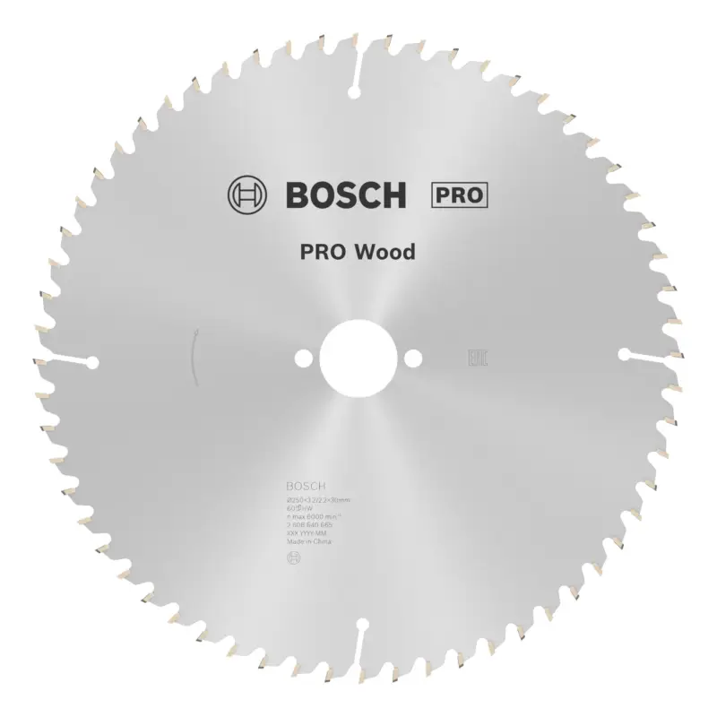 Bosch Pro Wood Kreissägeblatt, 250 x 3,2 x 30 mm, 60 Zähne, für Netz-Tischkreissägen Highlight