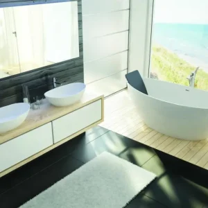 Neu Hoesch Namur Aufsatz-Waschbecken ohne Hahnloch 700 x 400 mm - Mattweiß