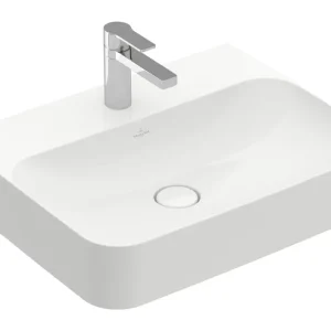 Preiswert Villeroy & Boch Finion Waschbecken für Möbel mit 1 Hahnloch mit Überlauf Unterseite geschliffen 600 x 470 x 164 mm - Stone White mit CeramicPlus