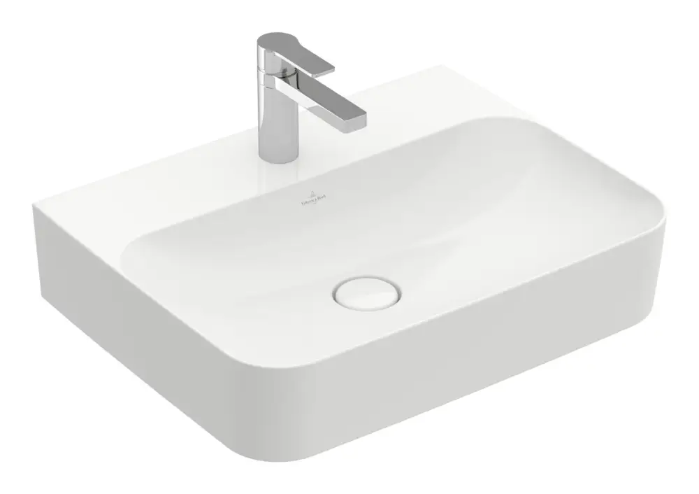 Preiswert Villeroy & Boch Finion Waschbecken für Möbel mit 1 Hahnloch mit Überlauf Unterseite geschliffen 600 x 470 x 164 mm - Stone White mit CeramicPlus