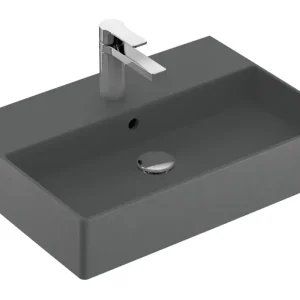 Sale Villeroy & Boch Memento 2.0 Waschbecken mit 1 Hahnloch mit Überlauf Unterseite ungeschliffen 600 x 420 x 135 mm - Graphite mit CeramicPlus