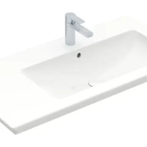 Bestpreis Villeroy & Boch Venticello Schrankwaschtisch Becken rechts mit 1 Hahnloch mit Überlauf 1000 x 500 x 170 mm - Stone White mit CeramicPlus