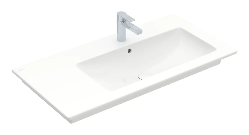Bestpreis Villeroy & Boch Venticello Schrankwaschtisch Becken rechts mit 1 Hahnloch mit Überlauf 1000 x 500 x 170 mm - Stone White mit CeramicPlus