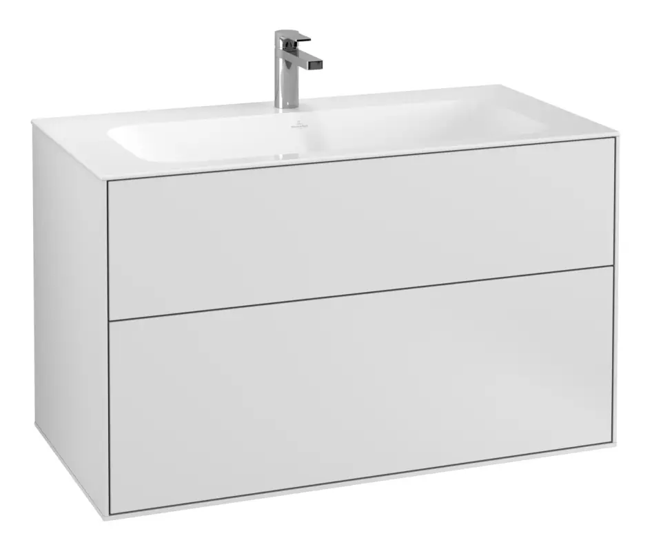 Villeroy & Boch Finion Waschbeckenunterschrank für Becken mittig ohne Regal für Finion 2 Auszüge 996 x 591 x 498 mm - White Matt Lacquer Sonderangebot