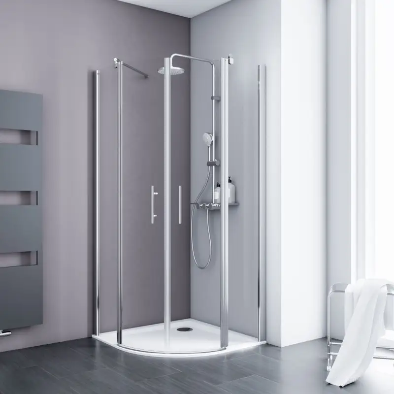 Heißes Angebot Schulte ExpressPlus 7T Alexa Style 2.0 Set Runddusche Klarglas hell Alu-Natur 80 x 80 cm / 192 cm Radius 550 inkl. fixil-Glassiegel mit Duschwanne flach