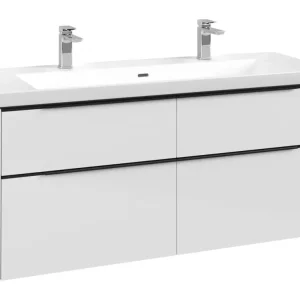 Top-Angebot Villeroy & Boch Subway 3.0 Waschbeckenunterschrank für Becken mittig 4 Auszüge mit Beleuchtung (3x LED) 1272 x 576 x 462 mm - Brilliant White / Volcano Black matt