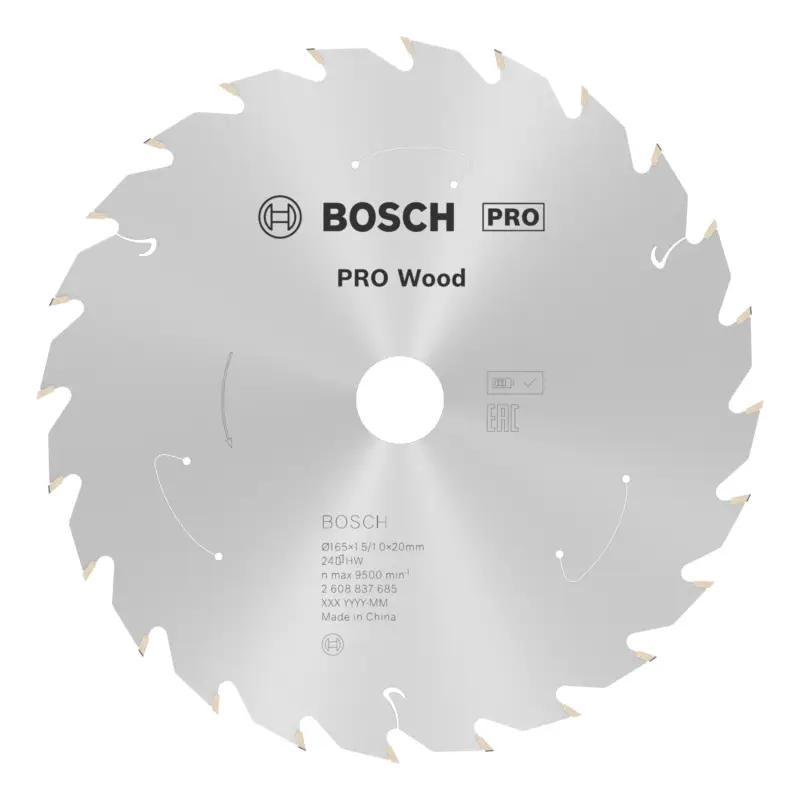 Abverkauf Bosch Pro Wood cordless Kreissägeblatt, 165 x 1,5 x 20 mm, 24 Zähne, für Akku-Handkreissägen