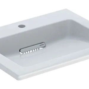 Knallerangebot Geberit ONE Möbelwaschtisch mit Hahnloch ohne Überlauf 600 x 475 mm - Weiß / Weiß glänzend mit KeraTect