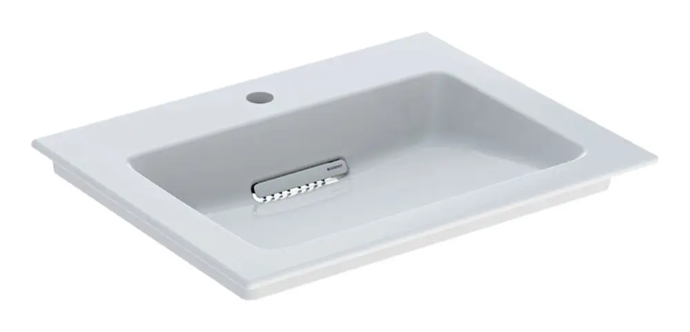Knallerangebot Geberit ONE Möbelwaschtisch mit Hahnloch ohne Überlauf 600 x 475 mm - Weiß / Weiß glänzend mit KeraTect