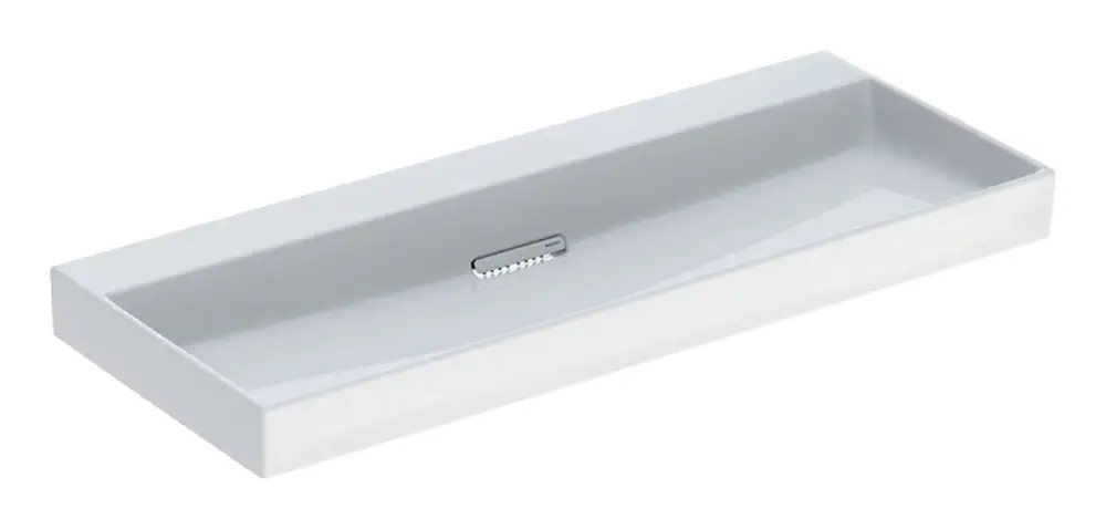 Zertifiziert Geberit ONE Waschtisch ohne Hahnloch ohne Überlauf 1200 x 484 mm - Weiß / Weiß glänzend mit KeraTect