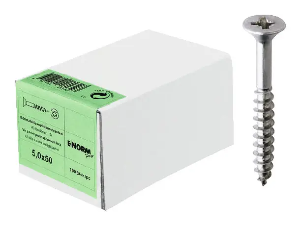Heißes Angebot E-NORMpro Spanplattenschraube Edelstahl Senkkopf A2 TG PZD 4 x 35/21 KP (Verpackungseinheit 200 Stück)