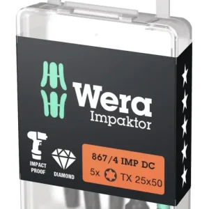 Ausverkauf Wera Bit-Sortiment Bit-Box Impaktor 1/4" DIN 3126 E6,3 T25 x 50 mm 5er Pack