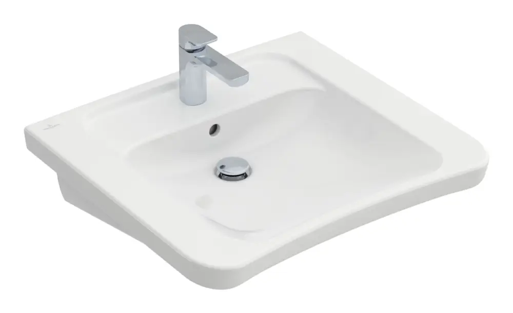 Bestseller Villeroy & Boch ViCare Waschbecken barrierefrei mit 1 Hahnloch mit Überlauf 650 x 550 x 190 mm - Weiß Alpin mit CeramicPlus