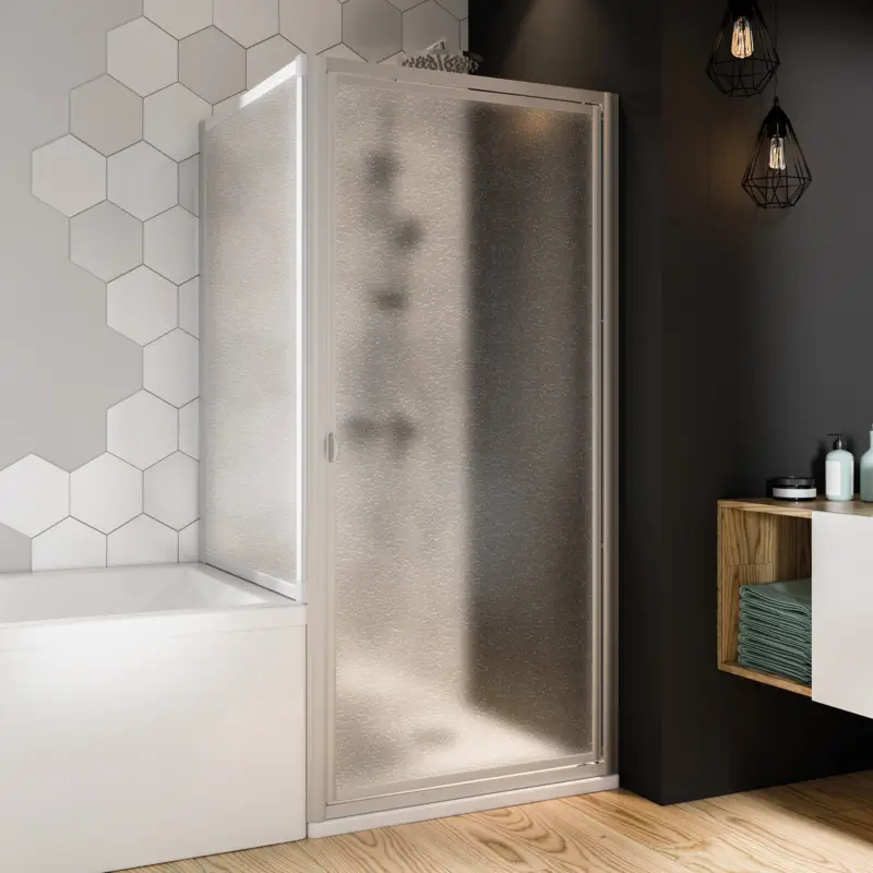 Expressversand Breuer Fara 4 Badewannenseitenwand für Drehtür oder Schiebetür (auf Wanne) Kunststoffglas Perle 90 cm - Weiß