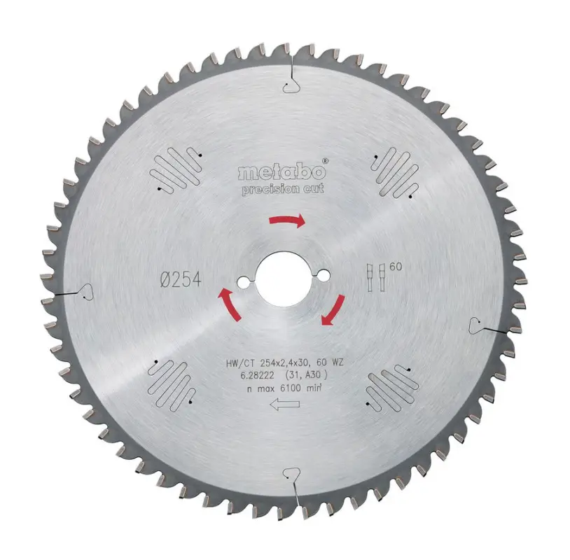 Metabo Kreissägeblatt "precision cut wood - professional", 210 x 30 mm, Zähnezahl 56, Wechselzahn 10° Geprüft