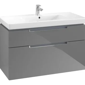Saisonangebot Villeroy & Boch Subway 2.0 Waschbeckenunterschrank für Becken mittig 2 Auszüge 987 x 590 x 449 mm - Glossy Grey