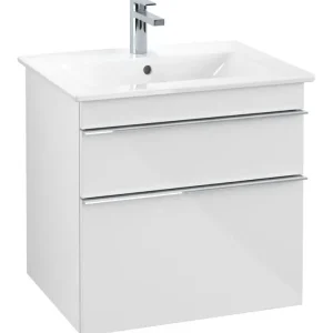 Echt Villeroy & Boch Venticello Waschbeckenunterschrank für Becken mittig 2 Auszüge 603 x 590 x 477 mm - Glossy White / Chrome