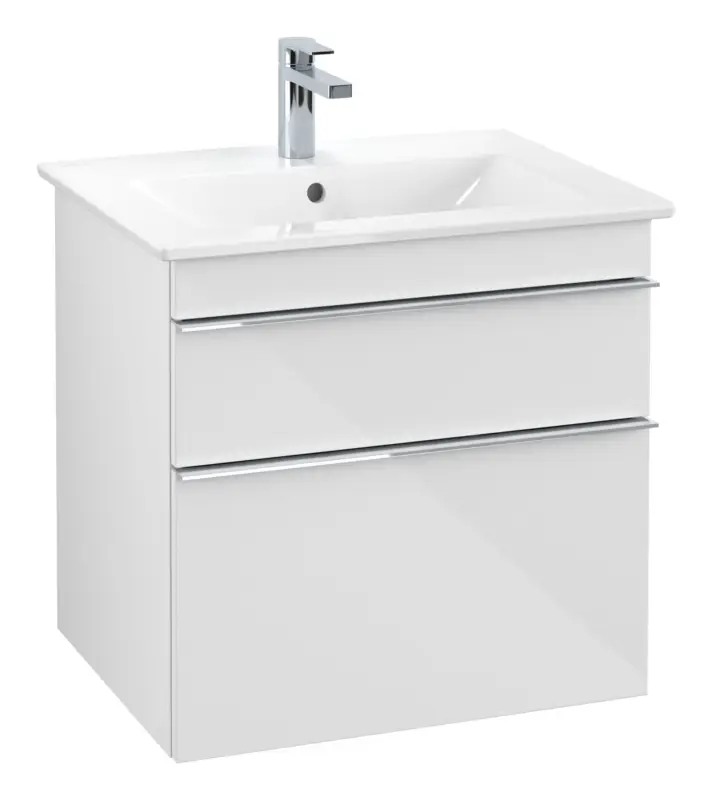 Echt Villeroy & Boch Venticello Waschbeckenunterschrank für Becken mittig 2 Auszüge 603 x 590 x 477 mm - Glossy White / Chrome