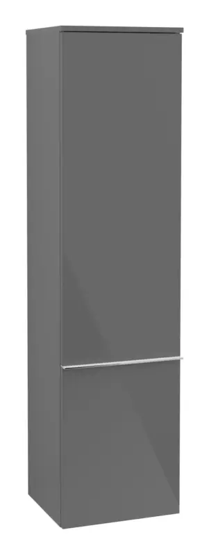 Neu Villeroy & Boch Venticello Hochschrank 1 Tür Anschlag rechts 404 x 347 x 1546 mm - Glossy Grey / Chrome