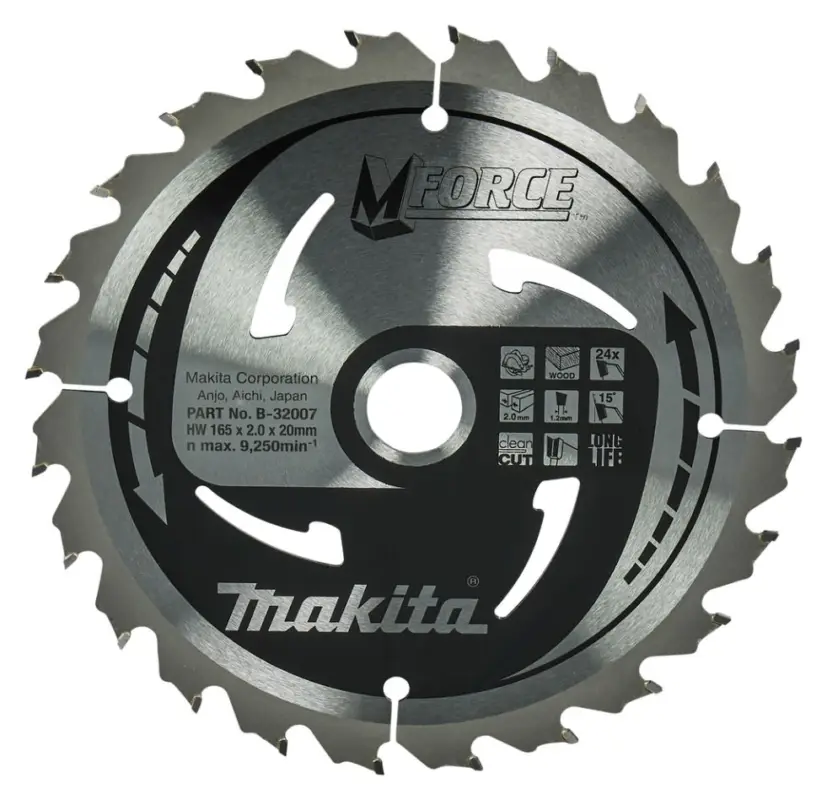 Makita Zubehör B-32007 HM-Sägeblatt Mforce 165 x 20 x 24T Markenprodukt