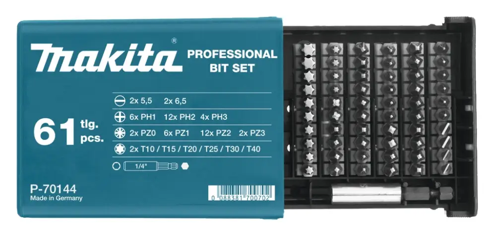 Direkt Vom Hersteller Makita Zubehör P-70144 61-teiliges Bit-Set in hochwertiger Kunststoffbox.