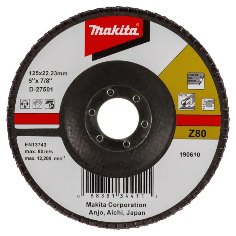 Neue Ware Makita Zubehör D-27501 Makita Fächerscheibe 125x22 K80