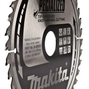 Makita Accessori B-09503 Punta incorporata Lama per sega circolare Legno (nodo/chiodo) 190x30x2,0 40T 25g Begrenztes Angebot