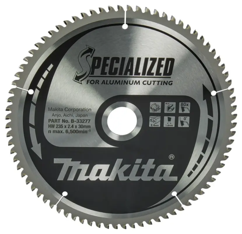 Makita Accessoires B-33277 Lame de scie HM Spec. Aluminium 235 x 30 x 80T Sichere Zahlung