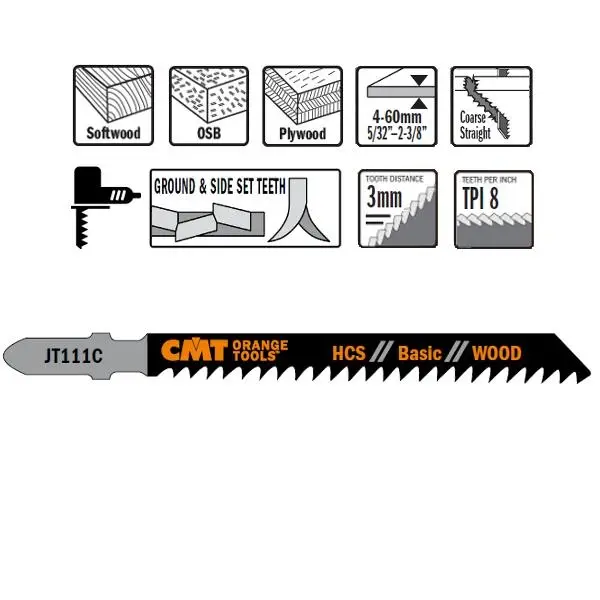 CMT JT111C-5 Jigsaw blades HCS T-Cut Wood 5 pieces Direkt Vom Hersteller