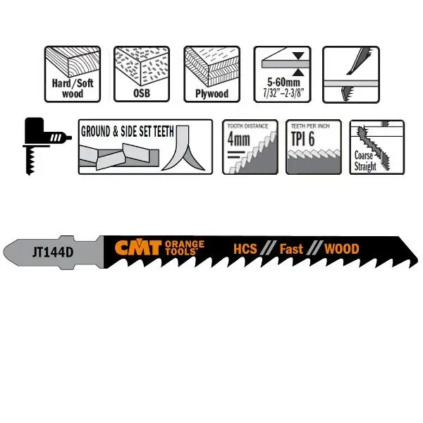 CMT JT144D-5 Scies sauteuses HCS - Tige en forme de T - Bois 5 pièces Sichere Zahlung
