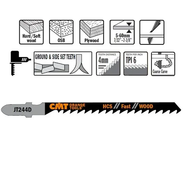 CMT JT244D-5 Stichsägeblätter HCS T-Cut Wood 5 Stück Schnäppchen