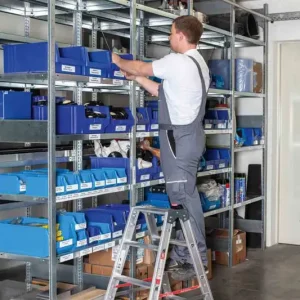 euroline Stehleiter PREMIUM Alu mit Rollen 2x8 Stufen Schnäppchen