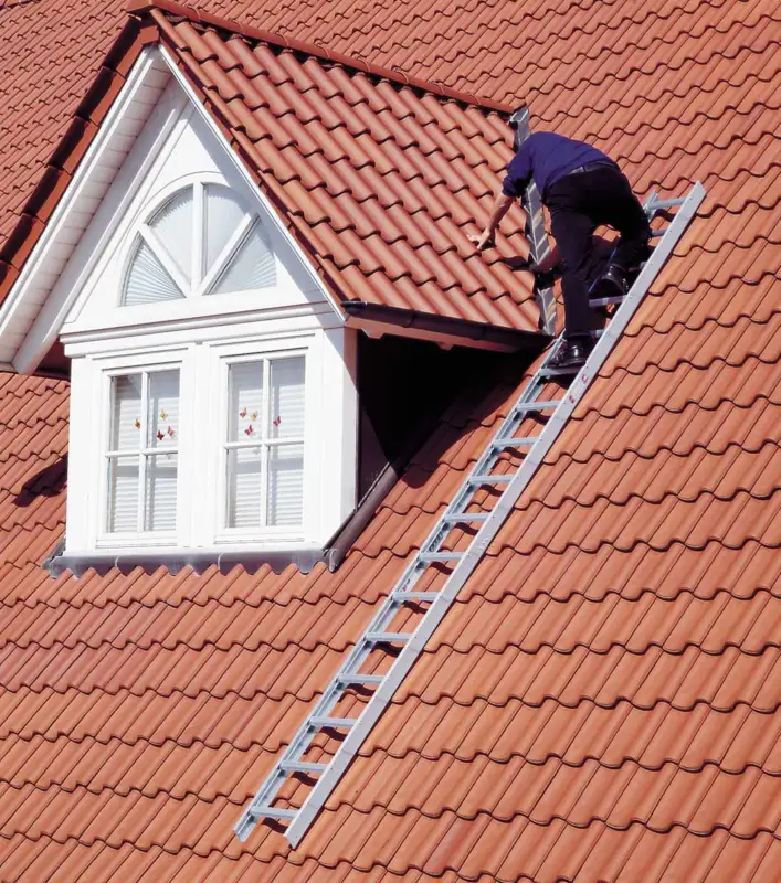 euroline Dachauflegeleiter PREMIUM RAL 8004 Alu 7 Sprossen Top-Seller