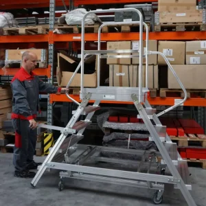 euroline Mobile Podesttreppe PREMIUM Alu 5 Stufen Billig