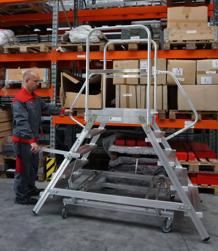 euroline Mobile Podesttreppe PREMIUM Alu 5 Stufen Billig