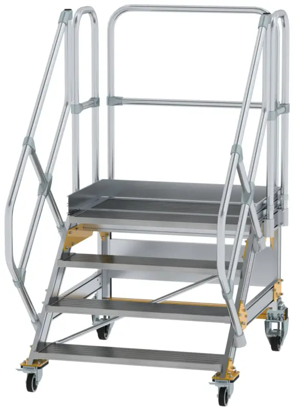Preis Gesenkt Günzburger Podesttreppe fahrbar 45° 4 Stufen - 1000 mm breit
