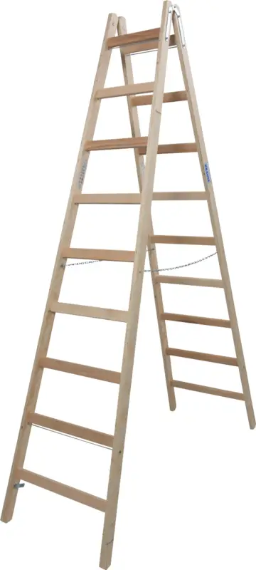 Krause Holz-Sprossendoppelleiter 2x9 Sprossen Markenprodukt