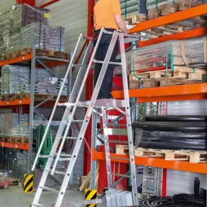 Sale euroline Podestleiter PREMIUM Alu mit schmalem Fahrwerk 8 Stufen