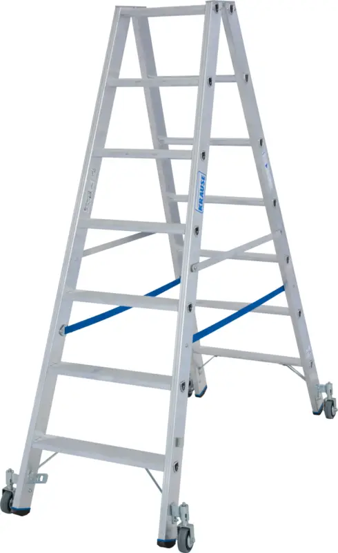 Krause Alu-Stufendoppelleiter fahrbar 2x7 Stufen Markenprodukt