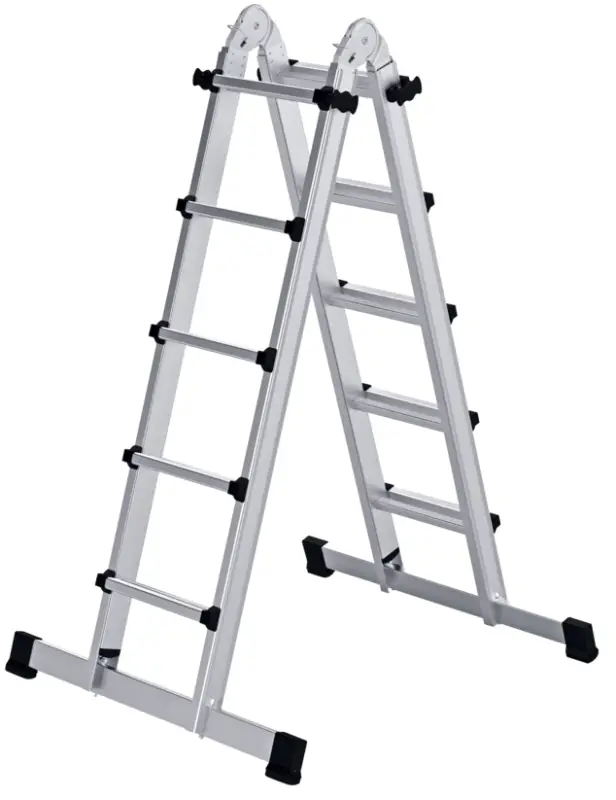 Echt Günzburger Teleskopleiter mit Traverse 4-teilig 4x5 Sprossen