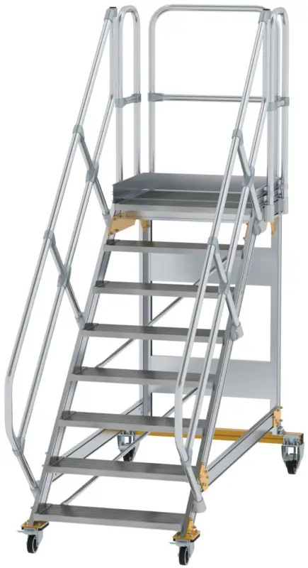 Günzburger Podesttreppe fahrbar 45° 9 Stufen - 800 mm breit Preisreduziert