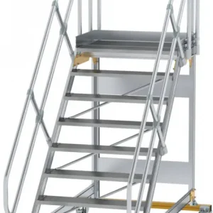 Zertifiziert Günzburger Podesttreppe fahrbar 45° 9 Stufen - 1000 mm breit