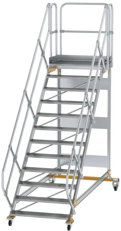 Begrenztes Angebot Günzburger Podesttreppe fahrbar 45° 12 Stufen - 1000 mm breit