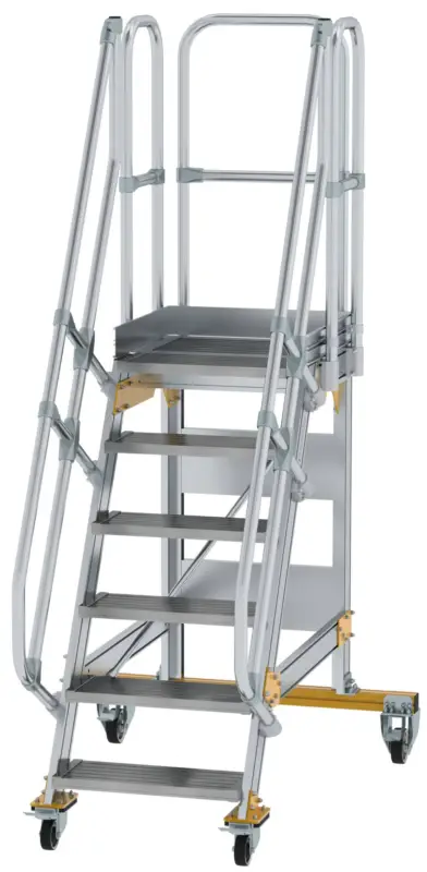 Günzburger Podesttreppe fahrbar 60° 6 Stufen - 600 mm breit Begrenztes Angebot